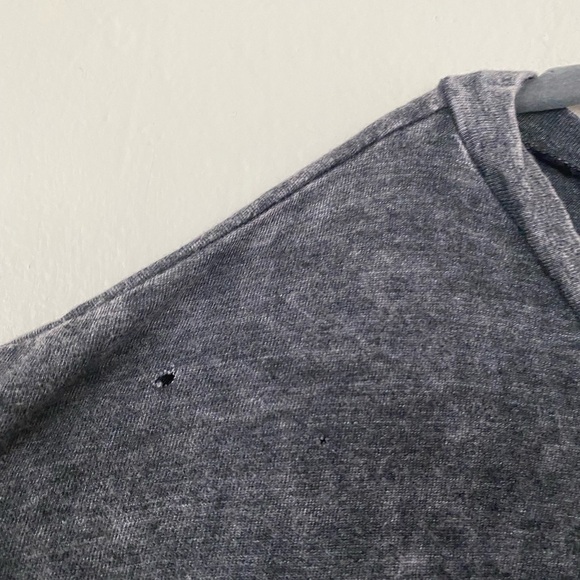 Pam & Gela Distressed Gray Graphic T Shirt Oversized Off Shoulder Tee Large NWT - Picture 12 of 14